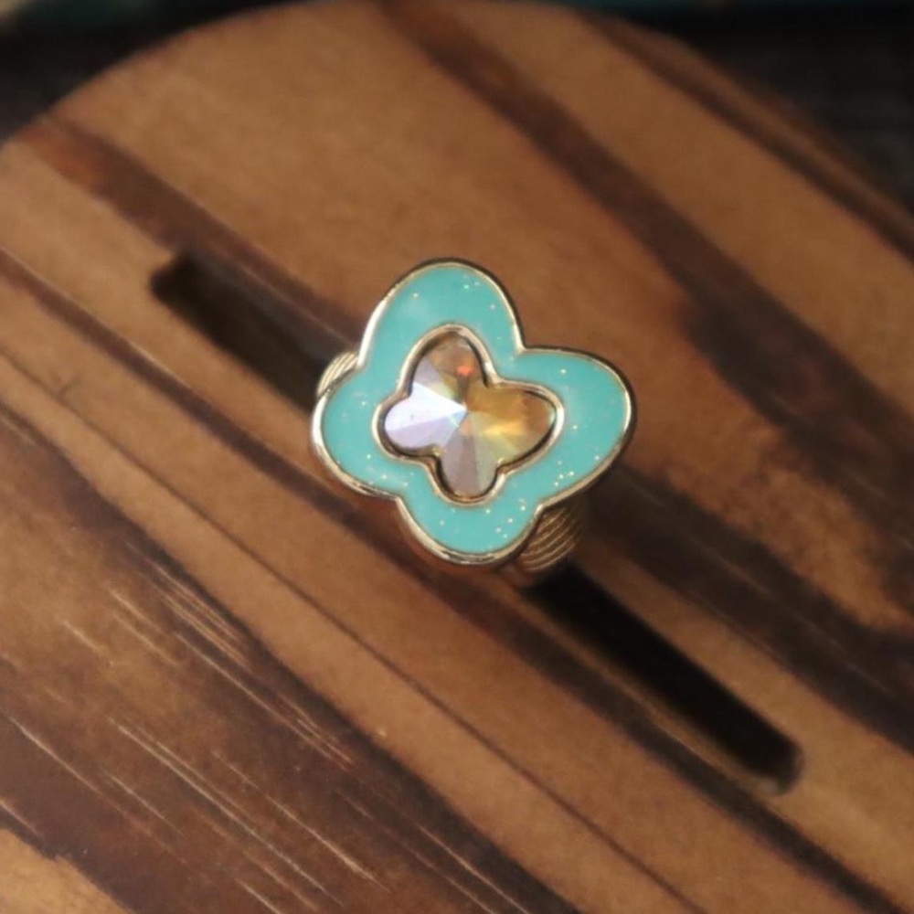 Turquoise butterfly y2k statement ring